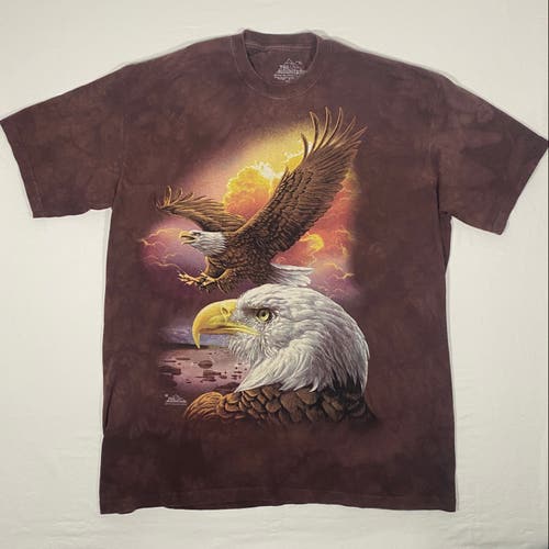 The Mountain Vintage Tie Dye Men's Size XL Brown Screaming Bald Eagle T Shirt