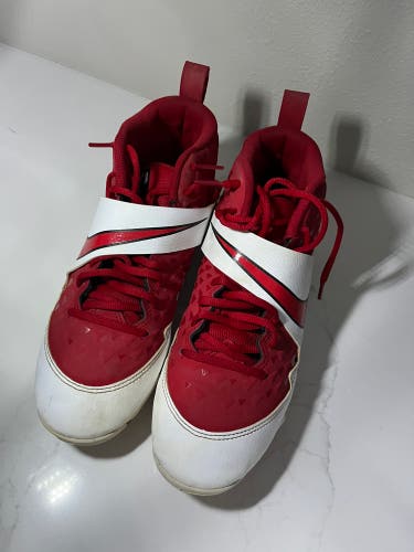 Red Men’s Molded Cleats High Top Trout