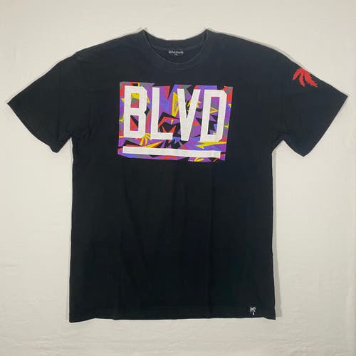 BLVD SUPPLY Men's Size L Black Two Sided Retro 80's Graphic Short Sleeve T Shirt