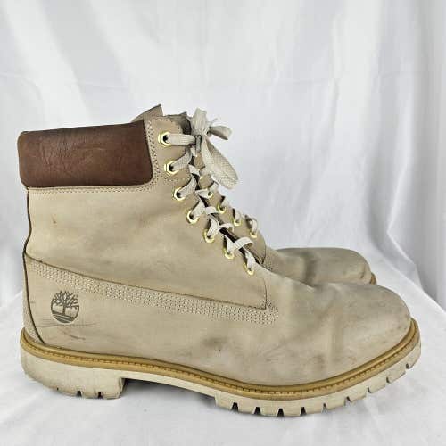 Timberland Mens Size 13M Light Bone Ivory Nubuck Leather Soft Toe Boots