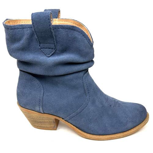 Dingo Jackpot Blue Suede Leather Western Boho Cowboy Cowgirl Slouchy Boots 6.5 M