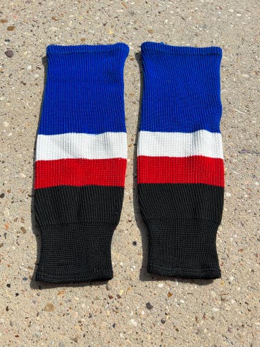 Youth Used Shin Pad Socks Blue/white/red/black OA301
