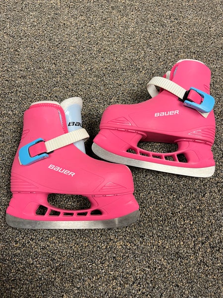 Youth Used Bauer Lil Angel Hockey Skates Regular Width Size 8-9