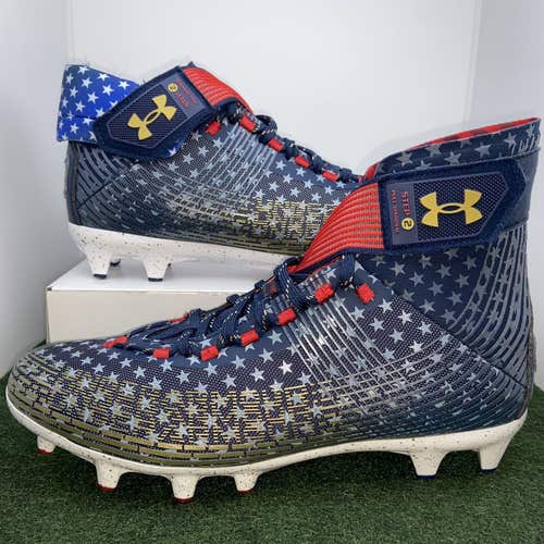 New Men's Size 10.5 Molded Football Cleats Under Armour High Top Highlight MC LE