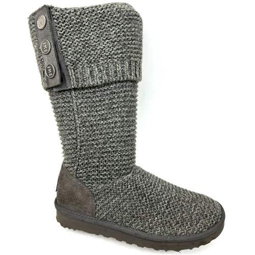 UGG Australia Purl Cardy Knit Winter Boots Womens Size 9 EUR 40 Gray Acrylic