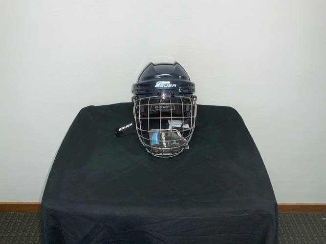New Large NAVY Bauer  Re-Akt 75 Helmet combo with face mask HECC 9 -  2023