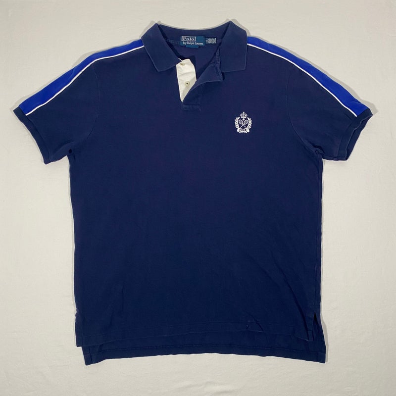 Vintage Polo Ralph Lauren Men's Size XL Navy Racquet Club Crest Logo Polo Shirt