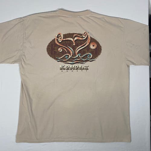 Vintage Crazy Shirts "Kohola" Mens Size 2XL Tan Graphic Logo Long Sleeve T Shirt