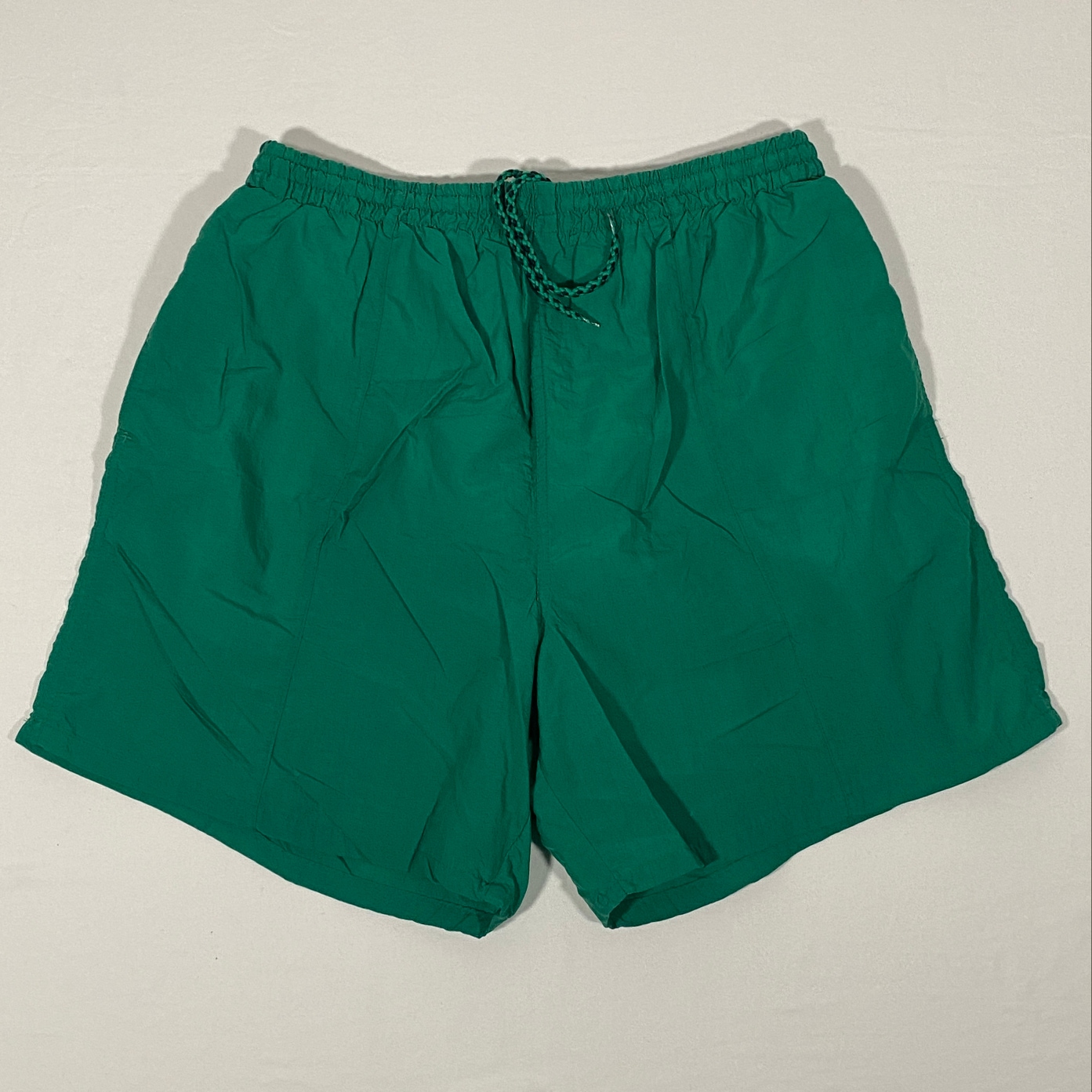 Basic Editions Men's Size L Green Mesh-Lined 100% Nylon Swimming Trunks/Shorts