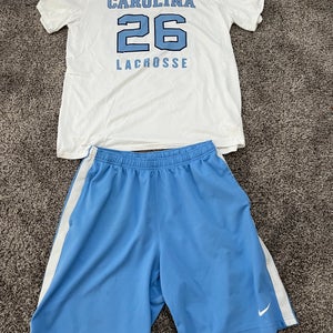White UNC Lacrosse XL Men's Shirt and shorts