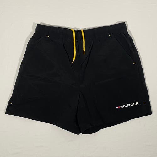 Vintage Y2K Tommy Hilfiger Board Shorts Men Large Black Mesh-Lined Swim Trunks
