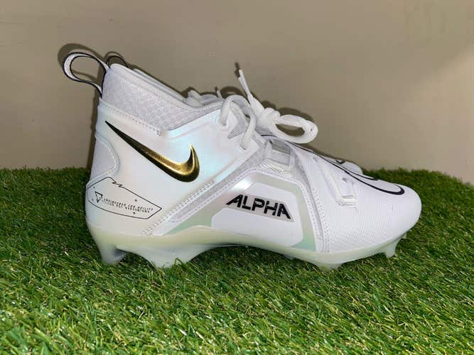 Nike Alpha Menace Pro 3 White Black Gold Football Cleats CT6649-105 Mens 9.5 NEW