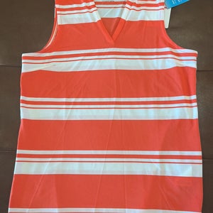 PUMA Golf Cloudspun Valley Stripe Sleeveless Polo Size Small NEW Other Hot Coral