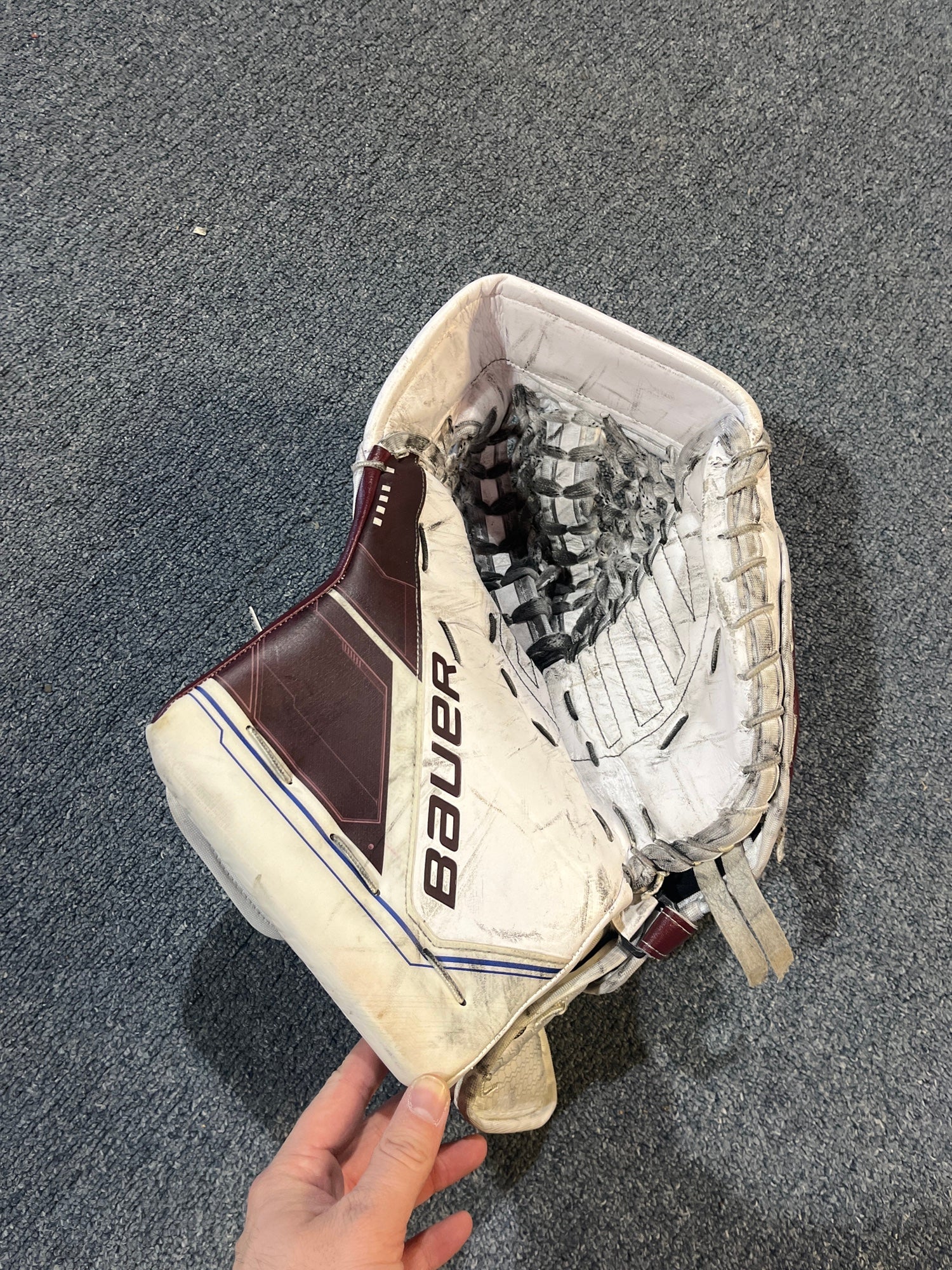 Colorado Avalanche Game Used Pro Stock Bauer Mach Glove and Blocker Miner  #1