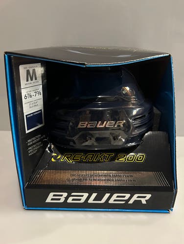 New Bauer Re-Akt 200 Dark Navy Blue Hockey Helmet - Size Medium