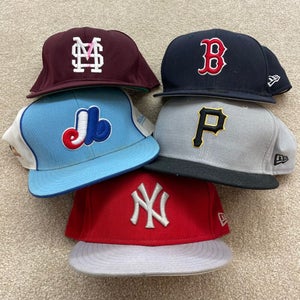 Baseball Hat Fitted 7 3/8 Lot Group of 5 MLB Yankees Pirates New Era Vintage USA