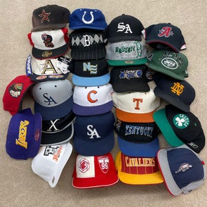 Fitted Baseball Hat Lot Group of 25 MLB NFL NBA New Era Vintage Retro Starter