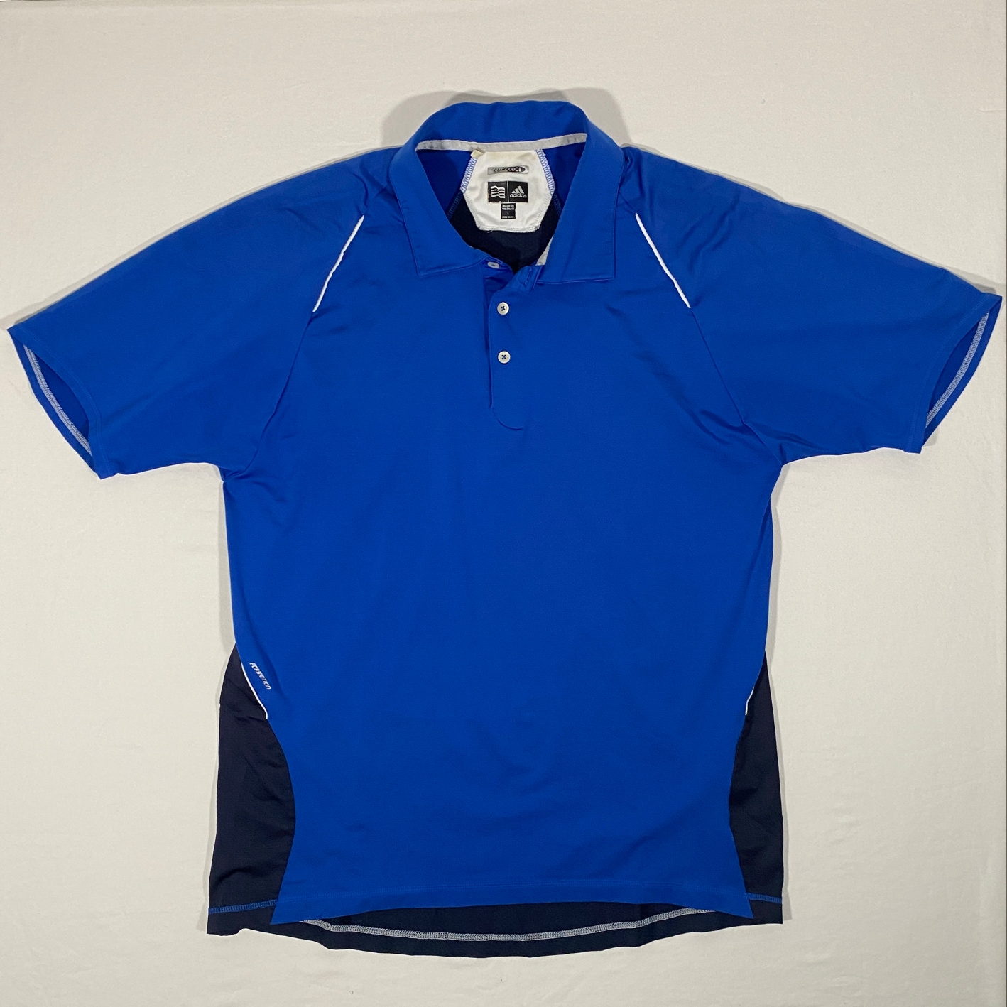 Adidas ClimaCool Formotion Mens Size L Blue Mesh Back Reflective Polo Golf Shirt