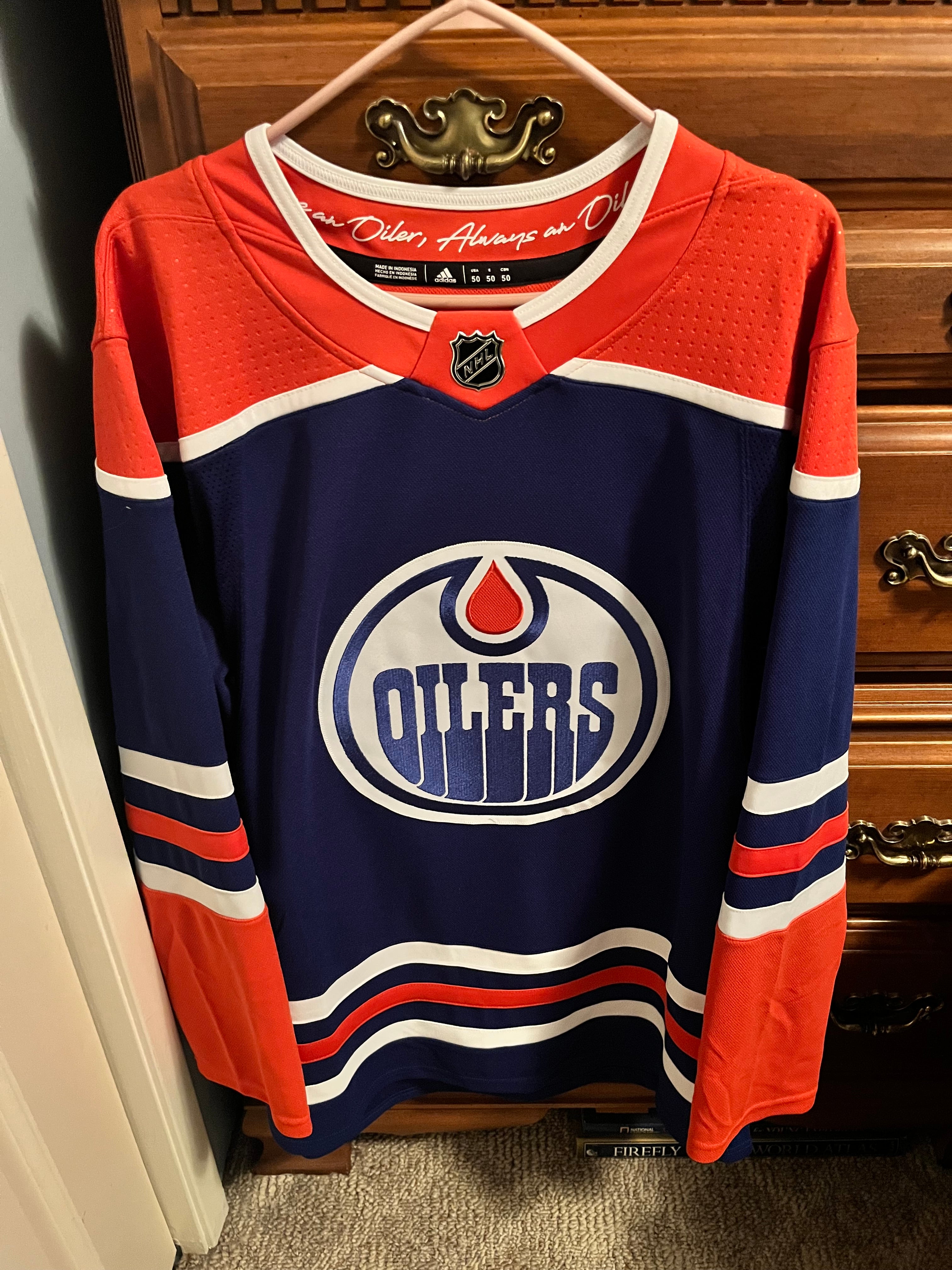 adidas Oilers Home Authentic Jersey - Blue, Men's Hockey