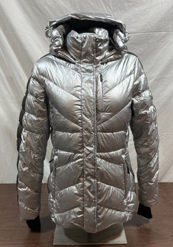 Lole High-End Down Insulated Hooded Women's Ski Jacket Silver Medium EXCELLENT
