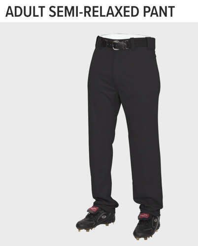 New Black Adult Men's Large Rawlings Semi-Relaxed Baseball Pants