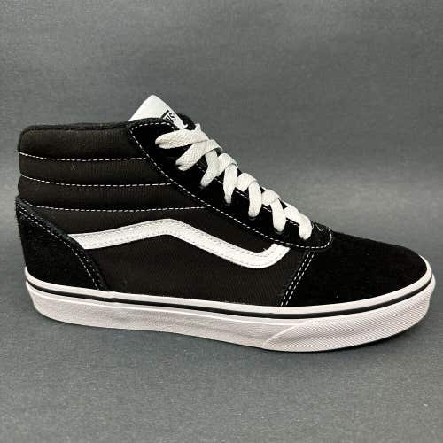 VANS Boys Black White Suede Canvas Filmore High Top Sneakers Skate Shoes Size 6