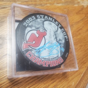 Brian Gionta Signed 2003 Stanley Cup NJ Devils Hockey Puck D&A Certification