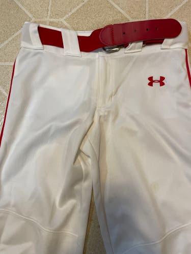 New Under Armour Baseball Pants Youth L White/Red
