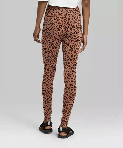 Avia Cheetah Print Mesh Moisture Wicking Fashion Leggings Maroon Women's XS  NWT