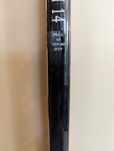 Bauer VAPOR HYPERLITE Hockey Stick Lefty P92 65 flex Intermediate D1 Pro Stock