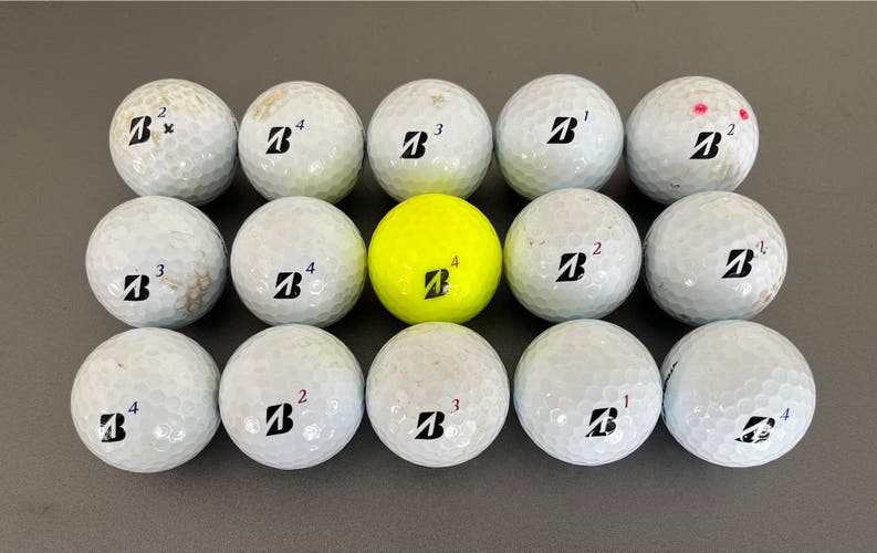 (15) BRIDGESTONE Tour B XS RXS RX BX balls (used/recycled) LotM1