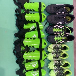 Youth Soccer Set 4 Cleats + 4 Shin Guards (See description for sizes)