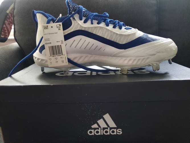 White New Adult Men's Size 11 (Women's 12) Metal Adidas Low Top Icon V Bounce Iced Out