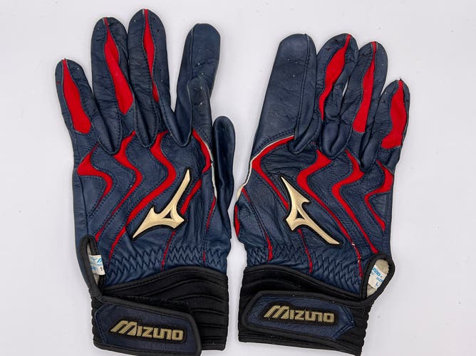 Used Mizuno Pro Limited Navy/Red Batting Gloves Sz L
