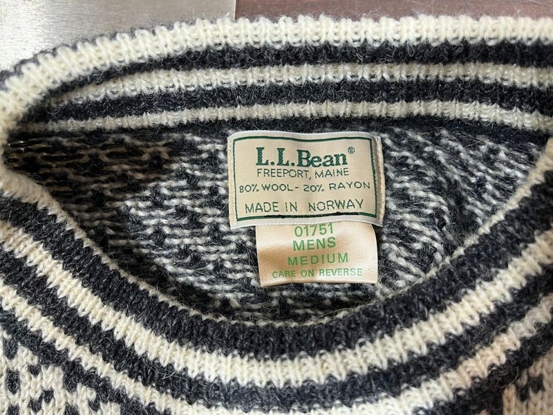 Vintage L.L. Bean Men's Wool Birdseye Fisherman Sweater Medium