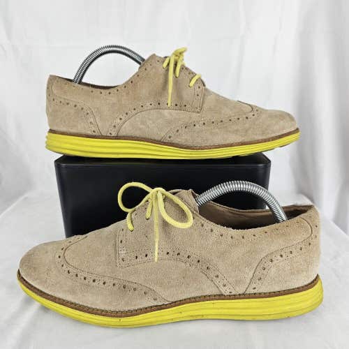 Cole Haan Lunargrand Women Brown Tan Lime Wingtip Oxford Shoes Size 10 B