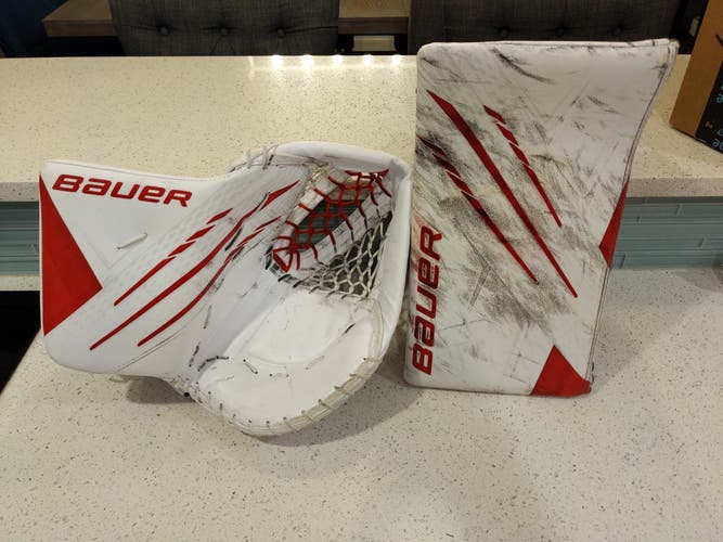 Used Bauer Regular Hyperlite glove and blocker