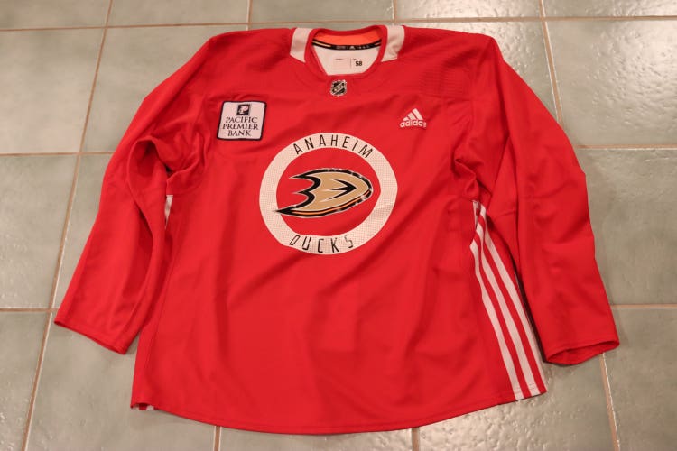 Anaheim Ducks Pro Stock adidas Red Practice Jersey Size 58