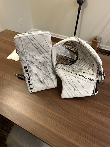 True 20.2 goalie glove and blocker