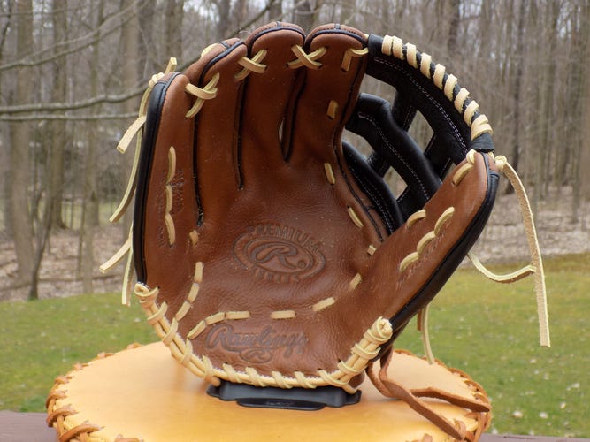 Used Rawlings Left Hand Throw Outfield Premium Series Baseball Glove 12.75"
