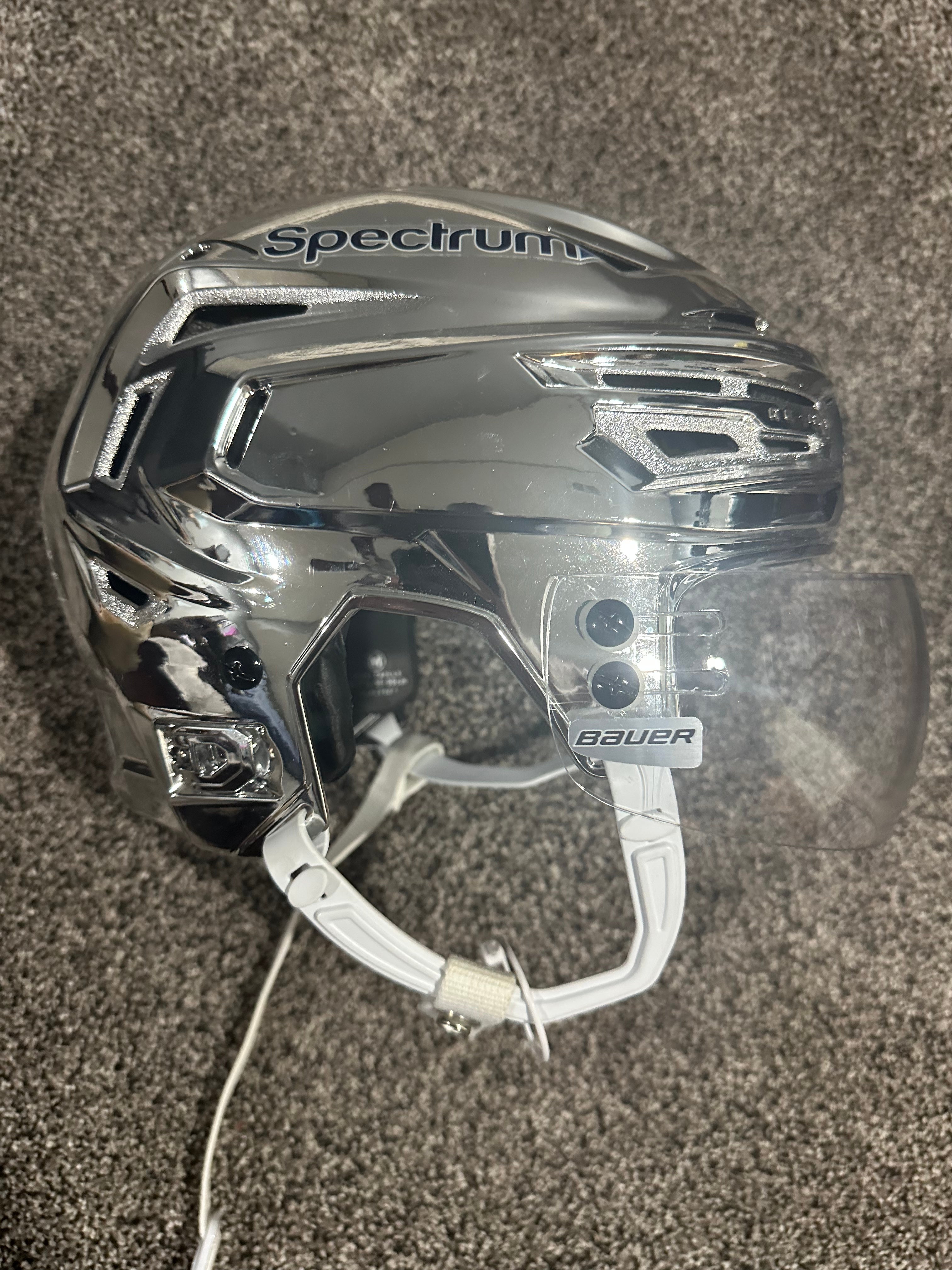 Rare LA Kings Bauer CHROME Silver Pro Stock Hockey Helmet COA