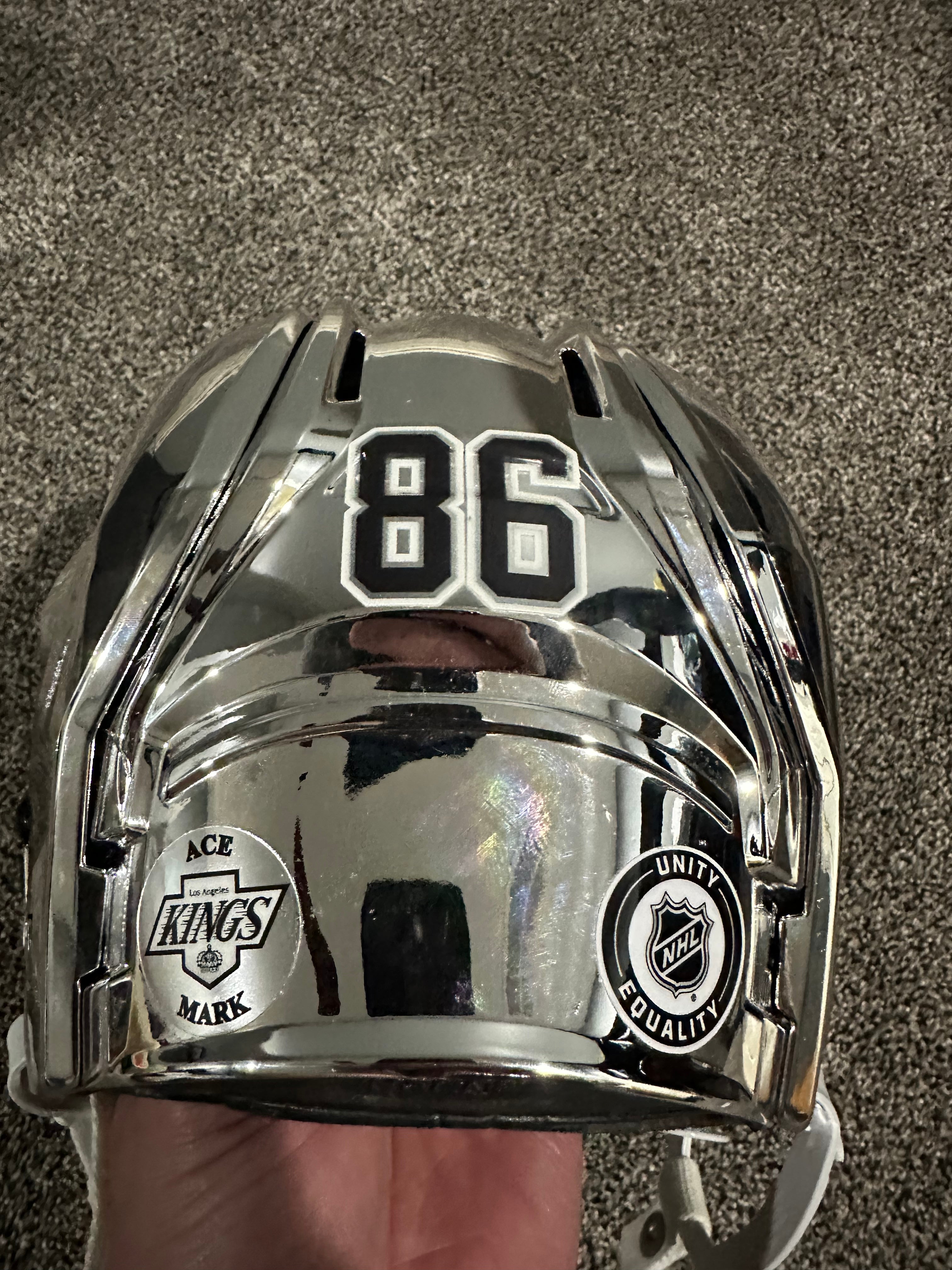 Rare LA Kings Bauer CHROME Silver Pro Stock Hockey Helmet COA