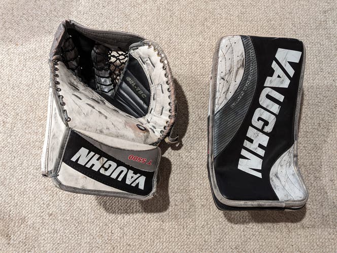 Vaughn Vision T5500 glove/trapper and B6000 Legacy Blocker in black/white/silver