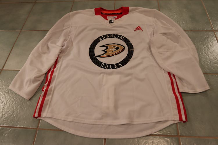 Anaheim Ducks Pro Stock adidas White Practice Jersey Size 58