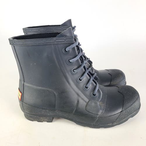 Hunter Men's Original Rubber Lace-up Rain Boots Waterproof Navy Blue Size: 8