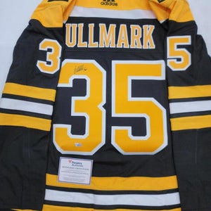 Bruins LINUS ULLMARK Home BLACK Signed AUTO Authentic Adidas Hockey JERSEY COA