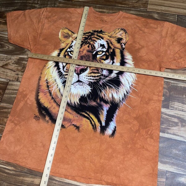 The Mountain Tiger Lion Panther Print Shirt Adult 2XL Blue Tie Dye