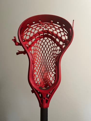 Slightly Used Monochrome Red StringKing Mark 2D Strung Lacrosse Head