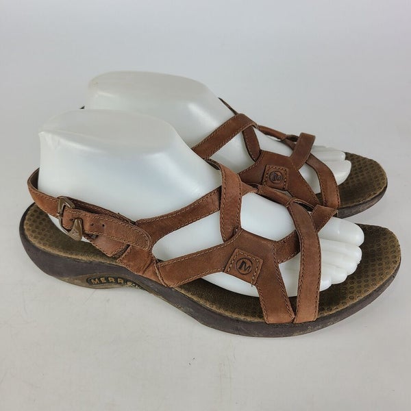 Vergelijkbaar Baars Sceptisch Merrell Agave J36612 Women's Size 9 Brown Leather Buckle Strappy Sandals |  SidelineSwap