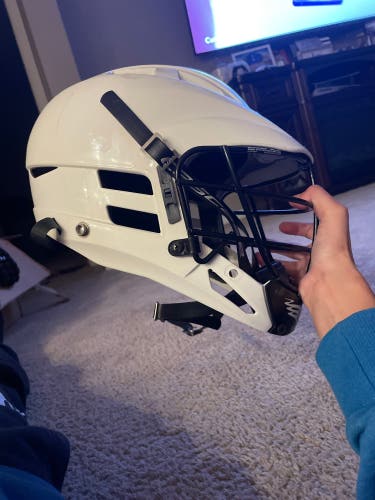 White lacrosse cascade cs youth helmet